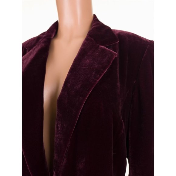 LAFAYETTE 148 M Classic Velvet Jacket in Maroon Silk Blend Holiday - Picture 2 of 8